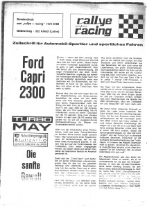 Ralley + Racing Bericht Capri 2300  May Turbo 1969
