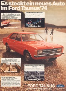 Werbung Ford Taunus Knudsen 1974